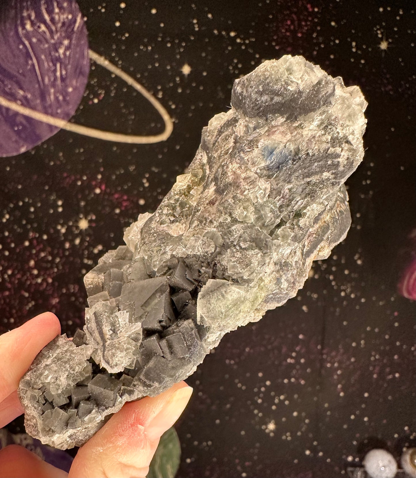 Grey/Blue Cubic Fluorite