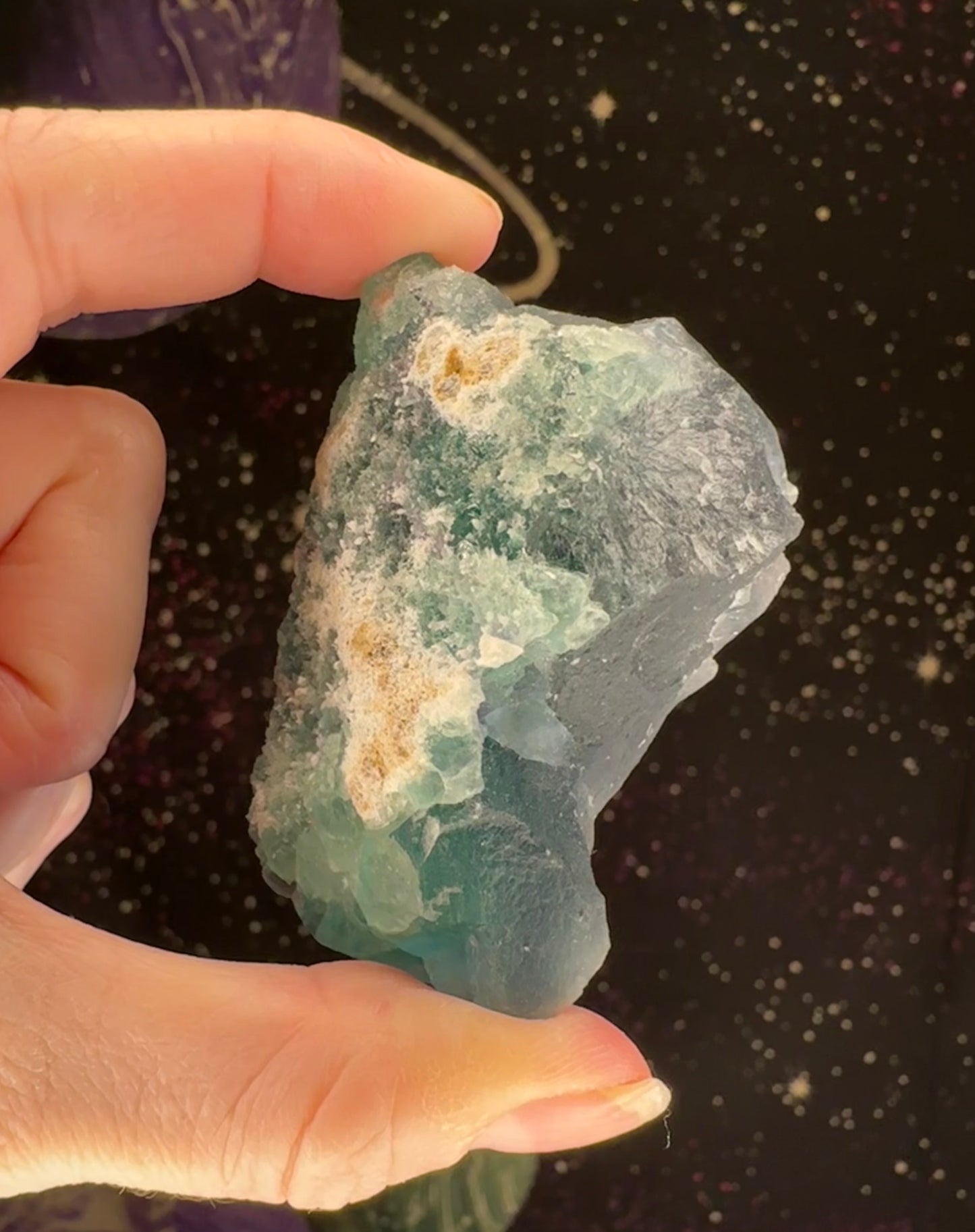 Raw Octahedral Fluorite with Calcite