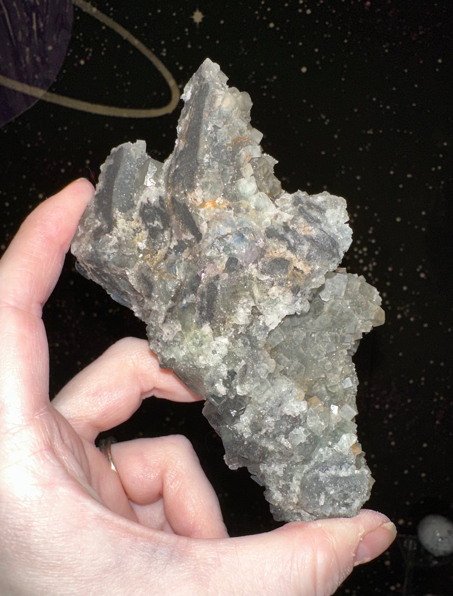 Grey/Blue Cubic Fluorite