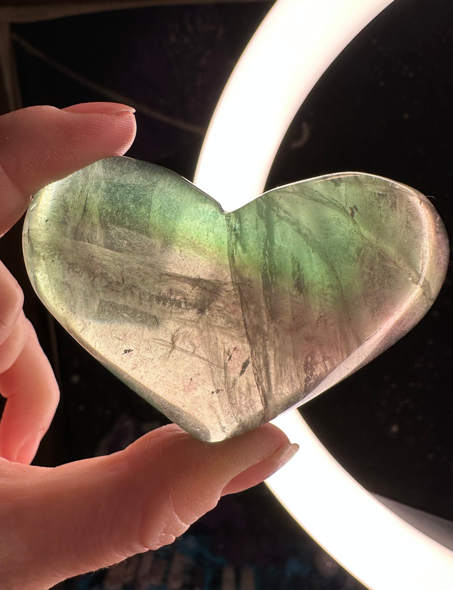 Rainbow Fluorite Heart