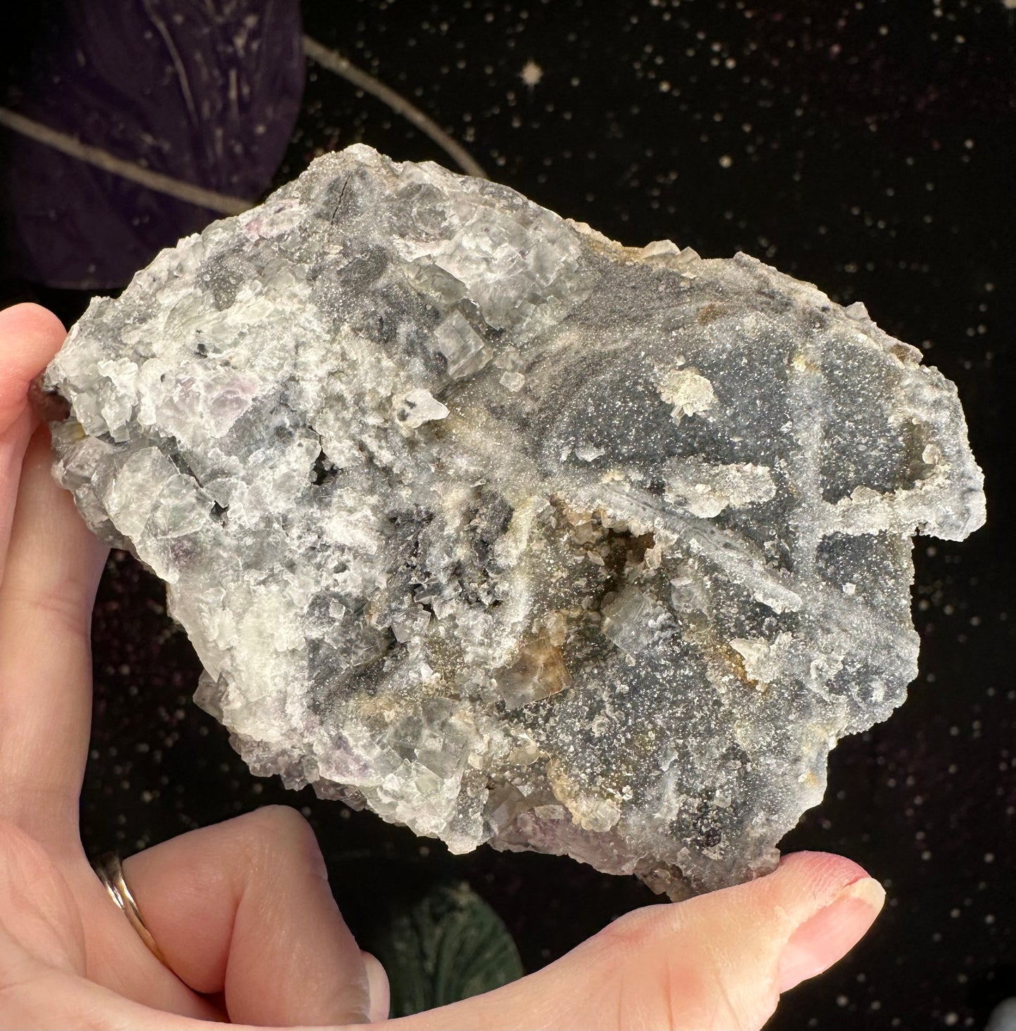 Grey/Blue Cubic Fluorite