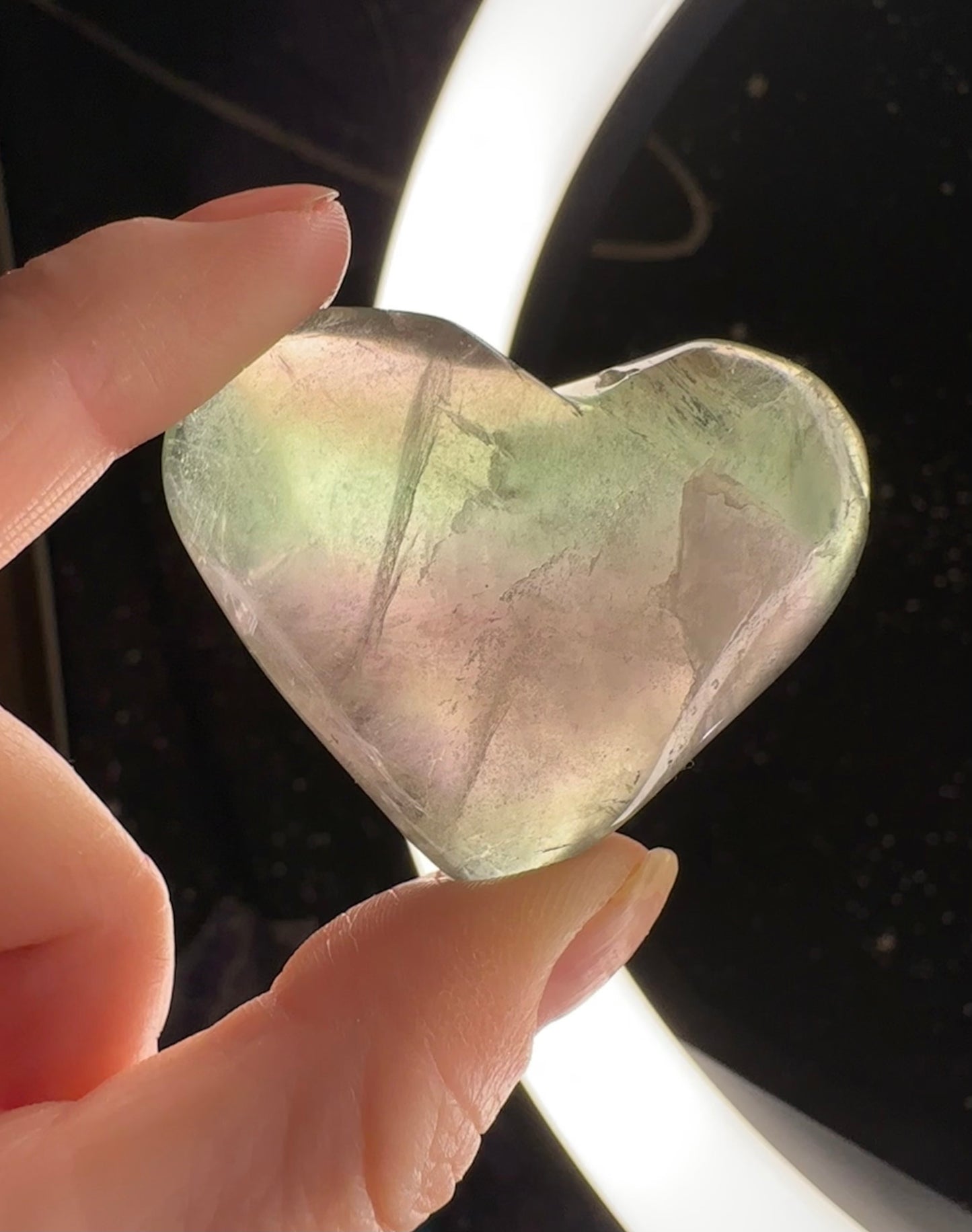 Rainbow Fluorite Heart