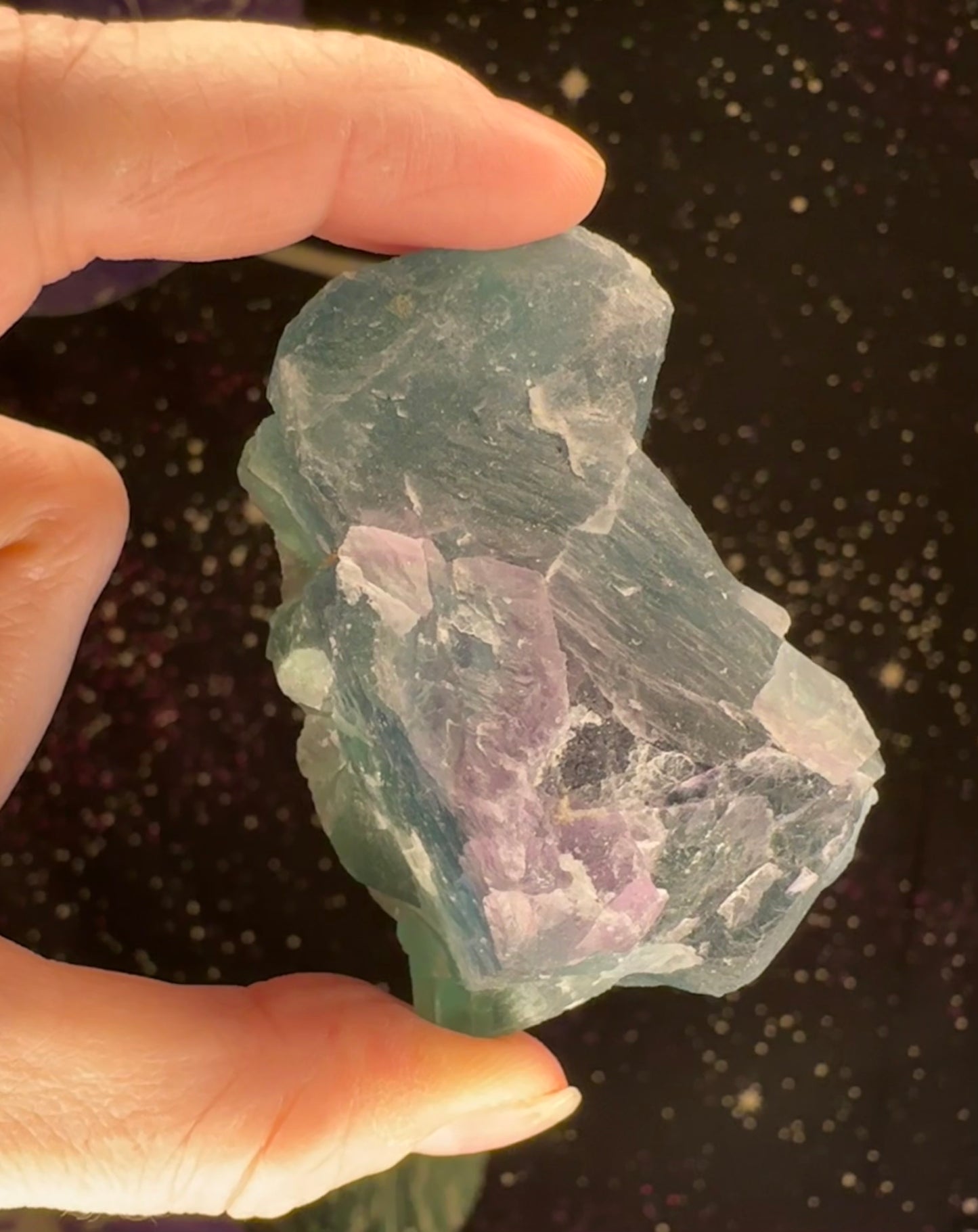Raw Octahedral Fluorite with Calcite