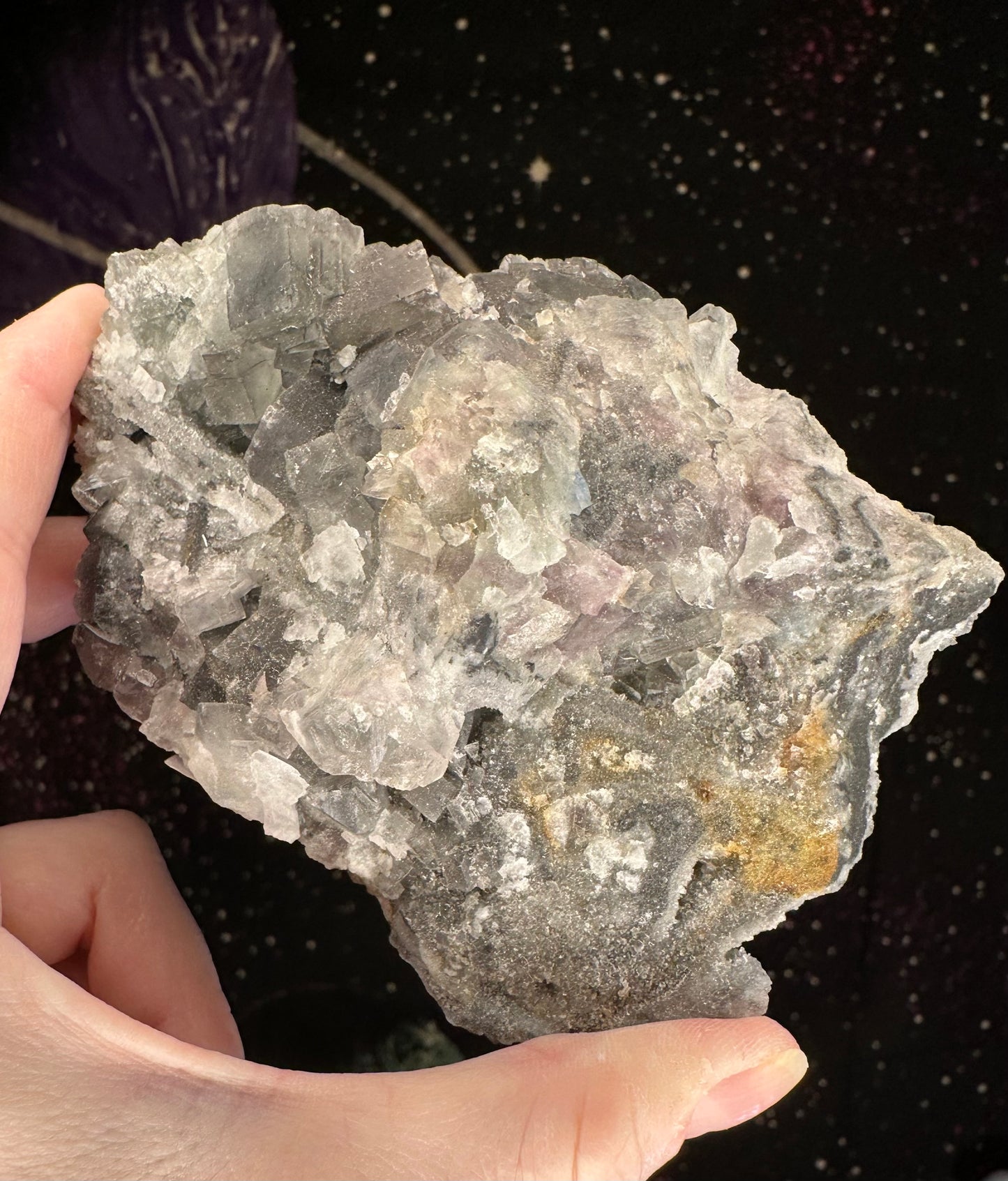 Grey/Blue Cubic Fluorite
