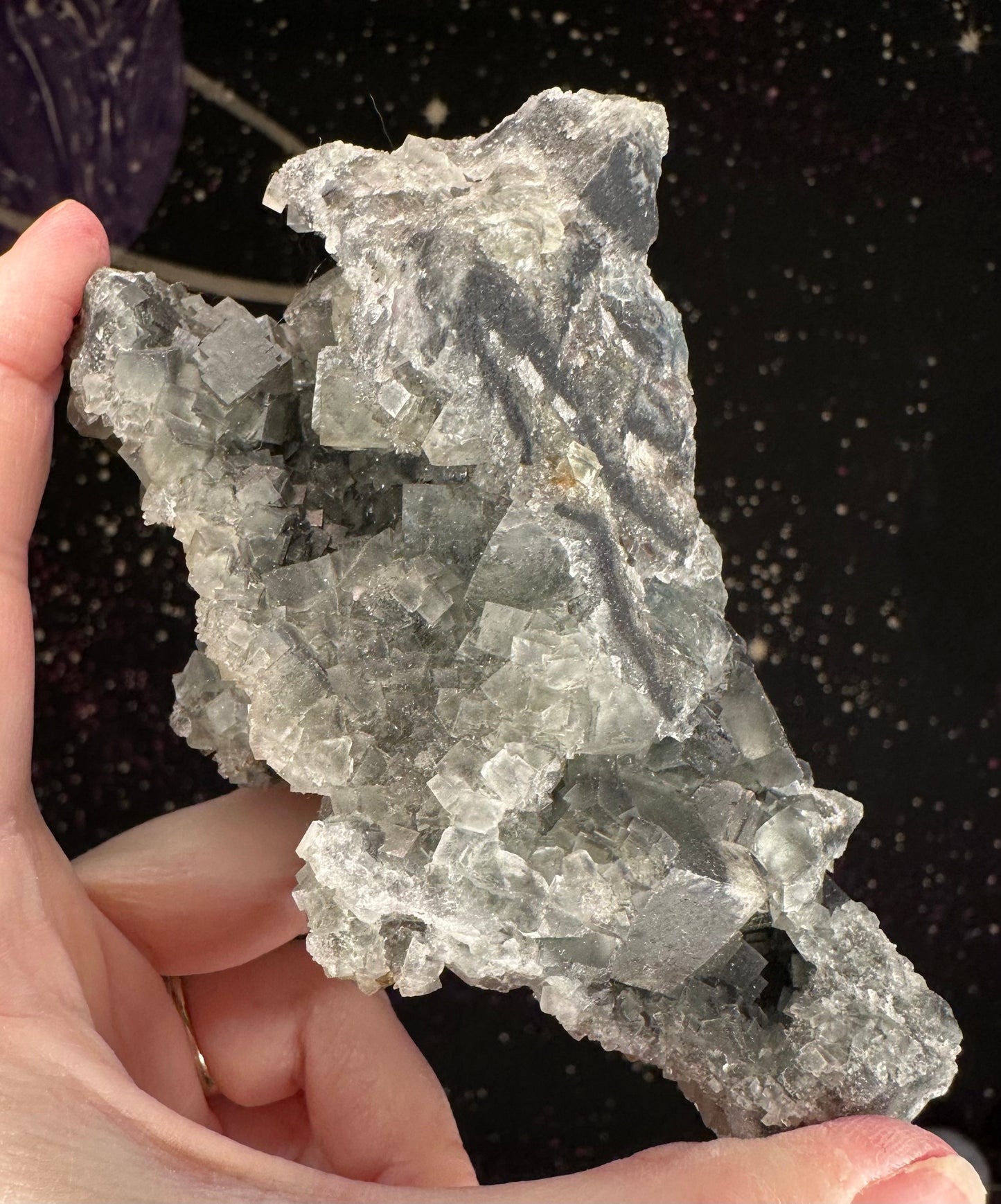 Grey/Blue Cubic Fluorite