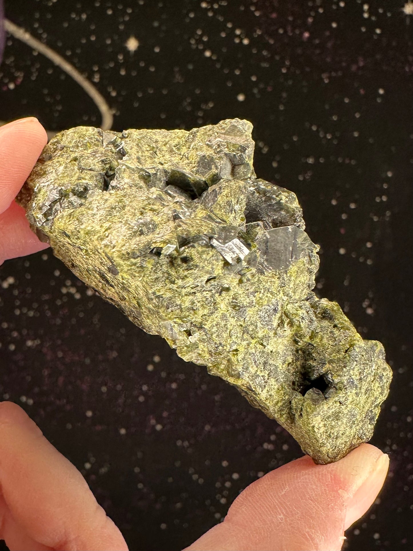 Epidote on Quartz Cluster