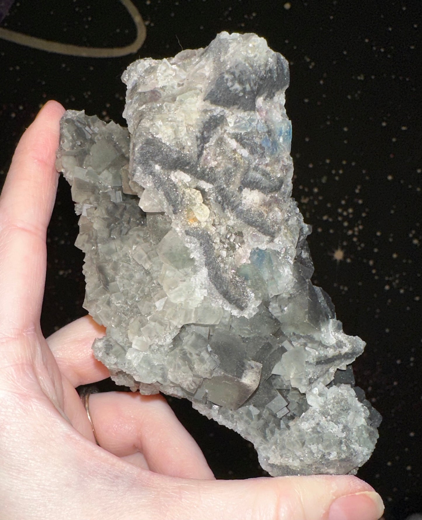 Grey/Blue Cubic Fluorite