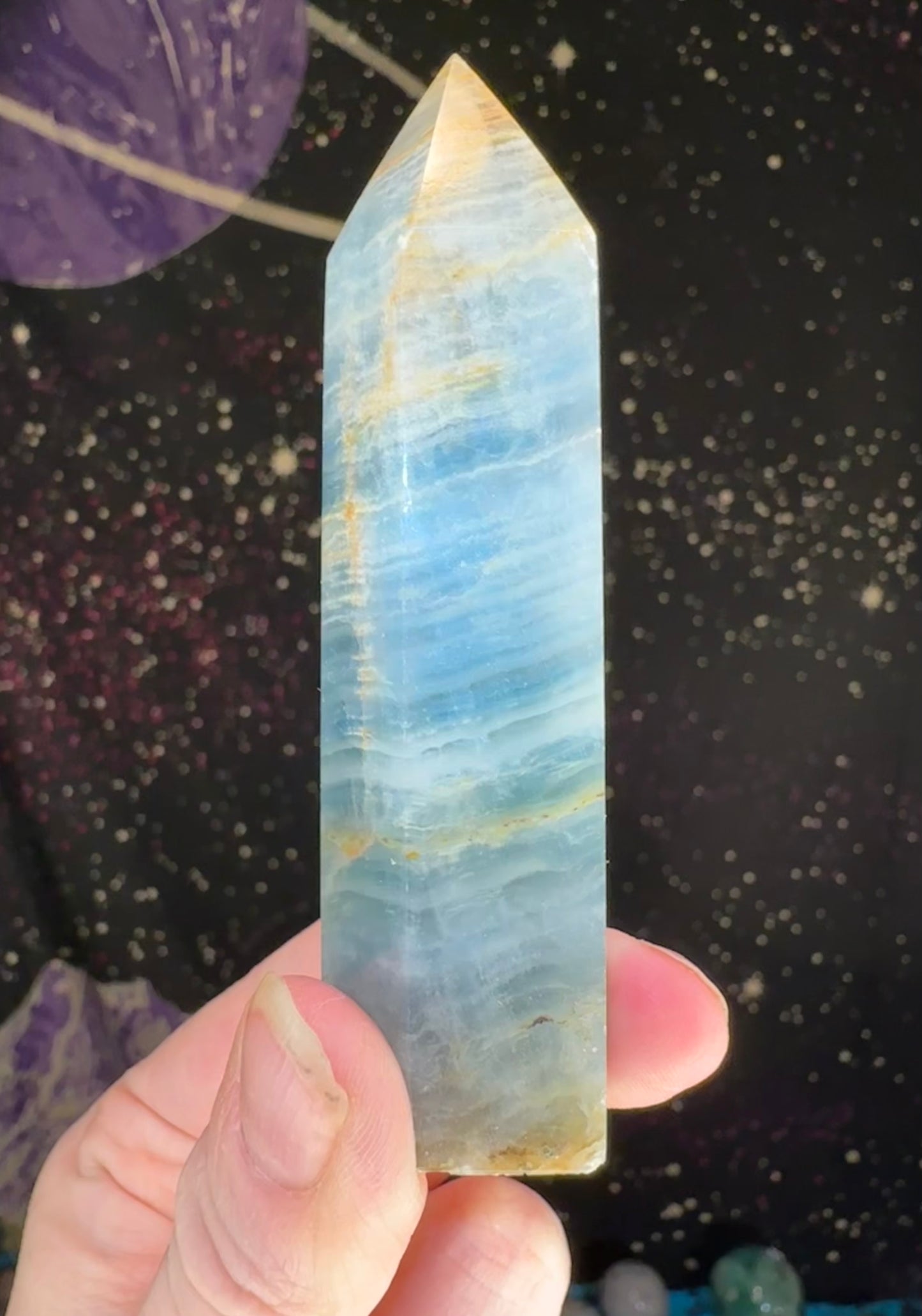 Blue Onyx (Aquatine Lemurian Calcite) tower