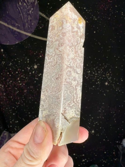 Pink Amethyst w/ Flower Agate Tower