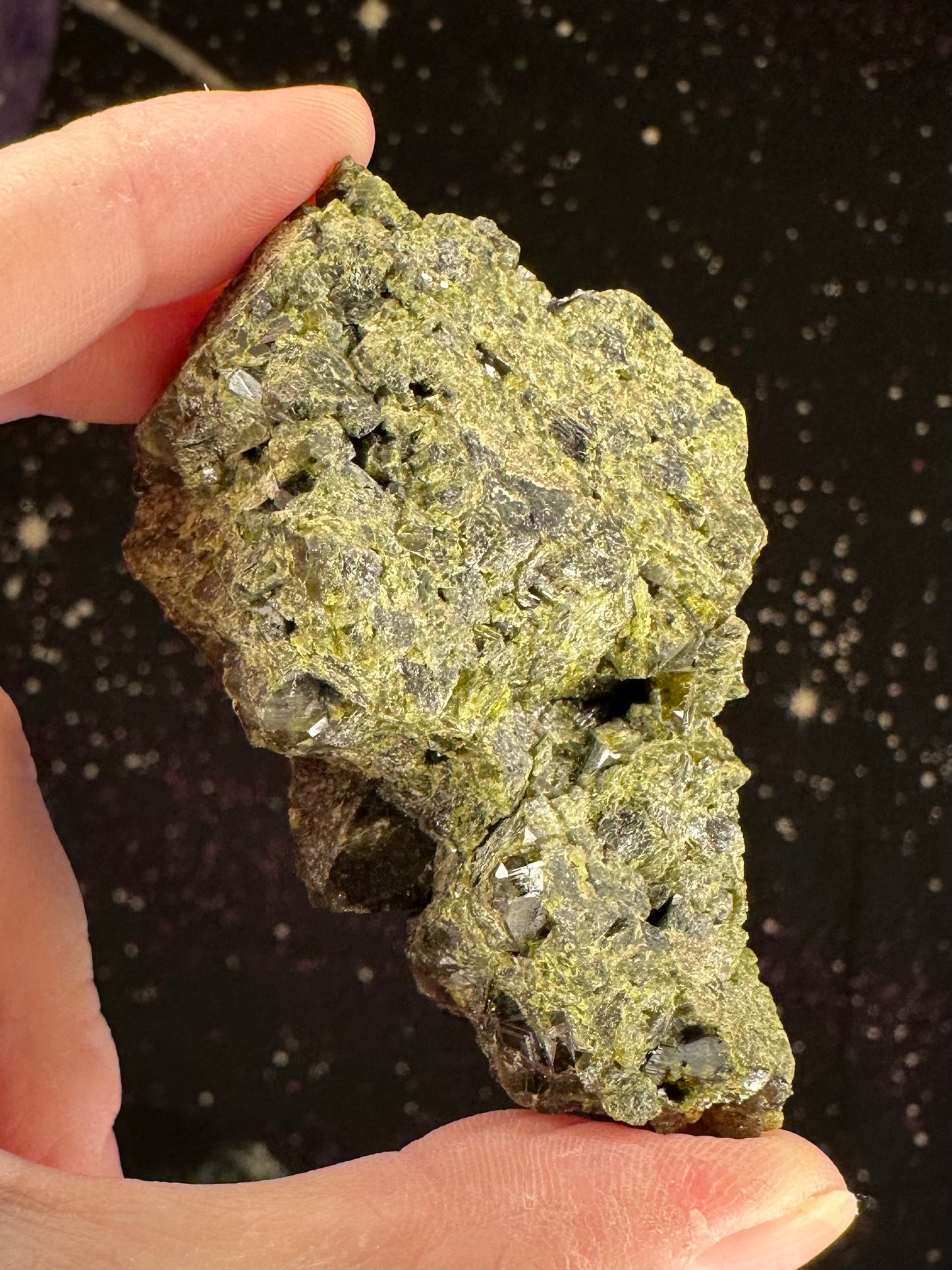 Epidote on Quartz Cluster