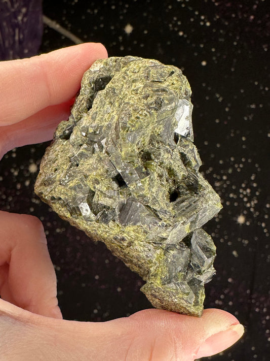 Epidote on Quartz Cluster