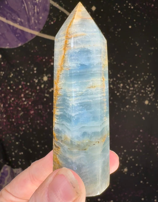 Blue Onyx (Aquatine Lemurian Calcite) tower