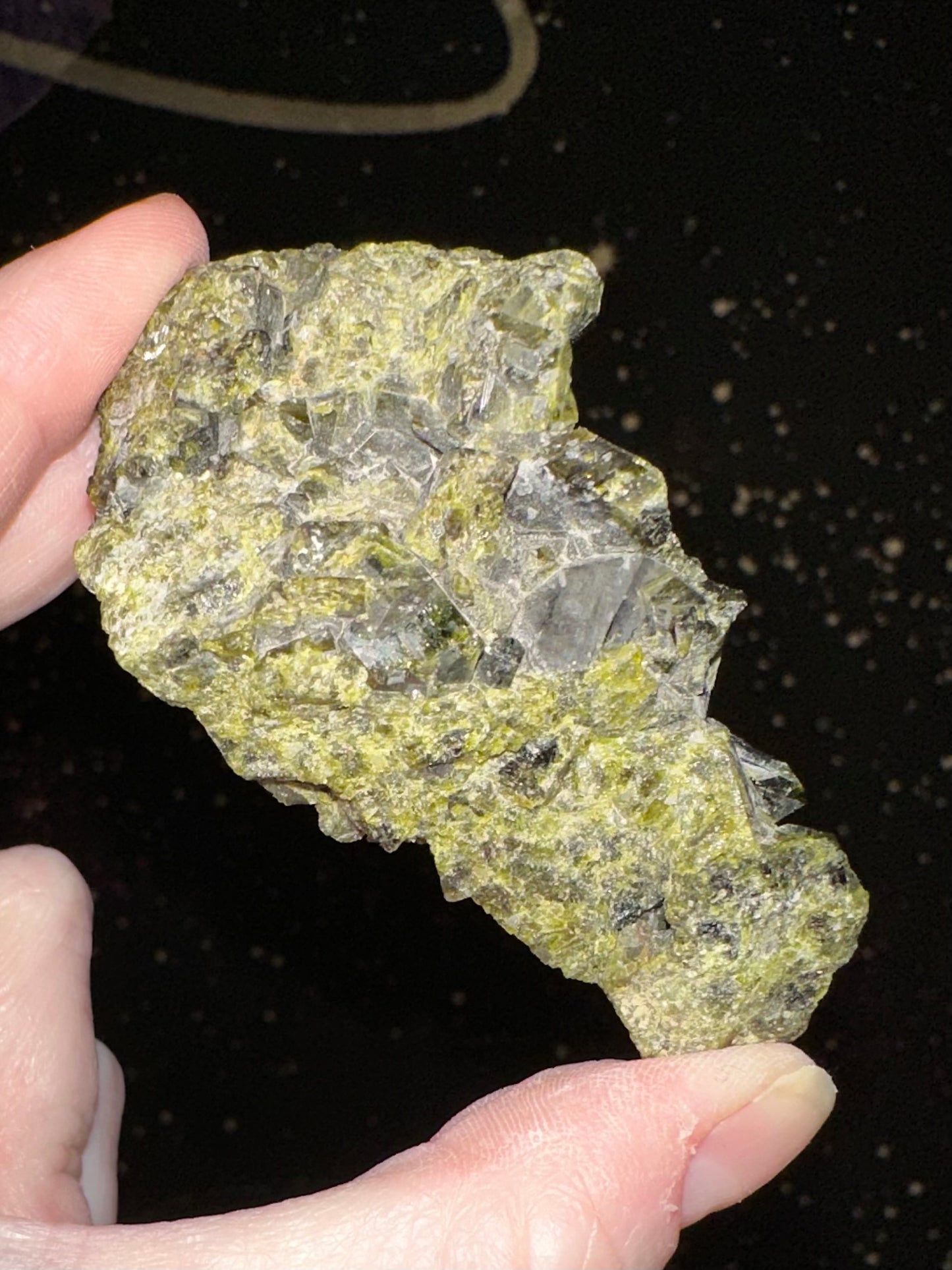 Epidote on Quartz Cluster