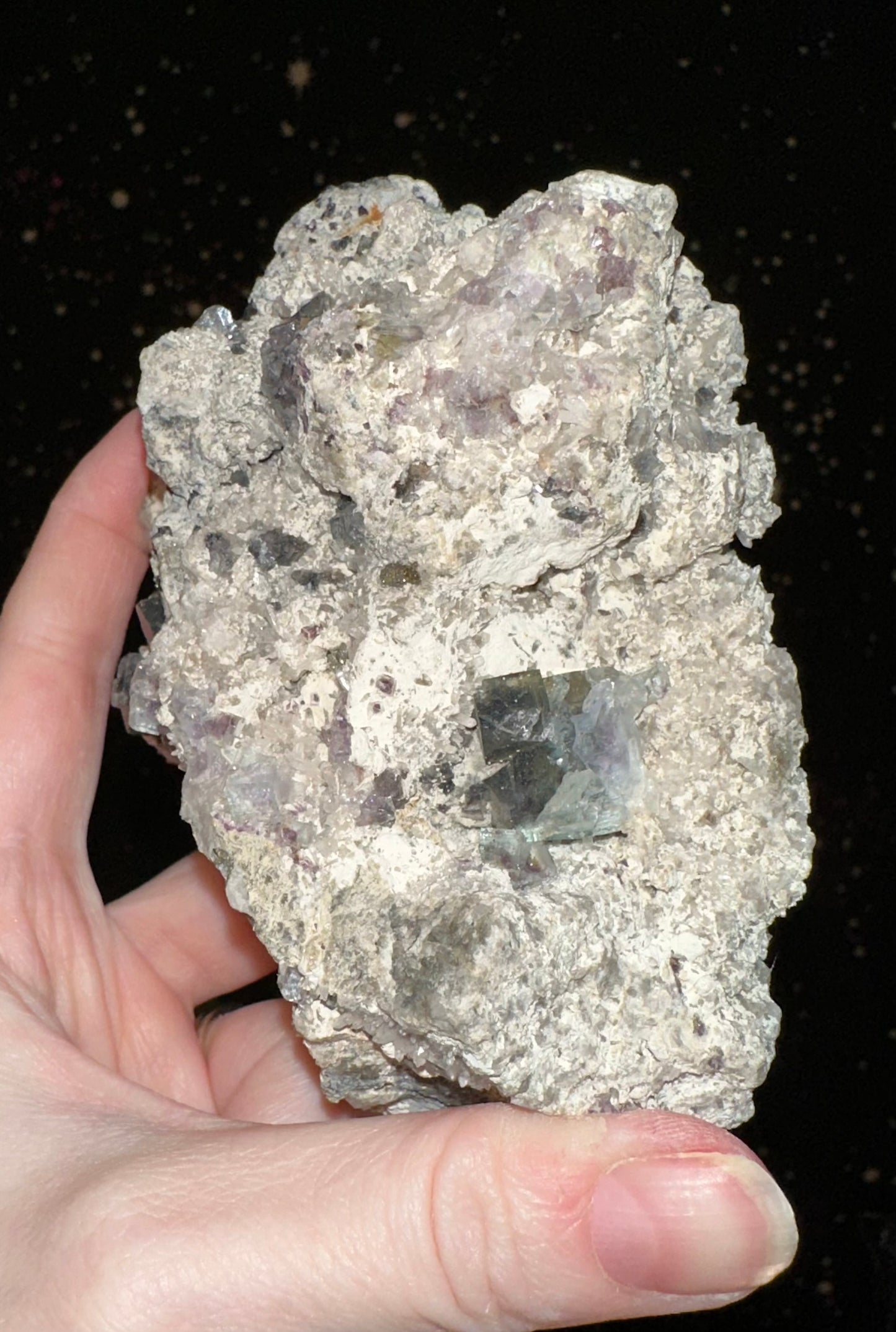 Cubic Fluorite on Needle Quartz