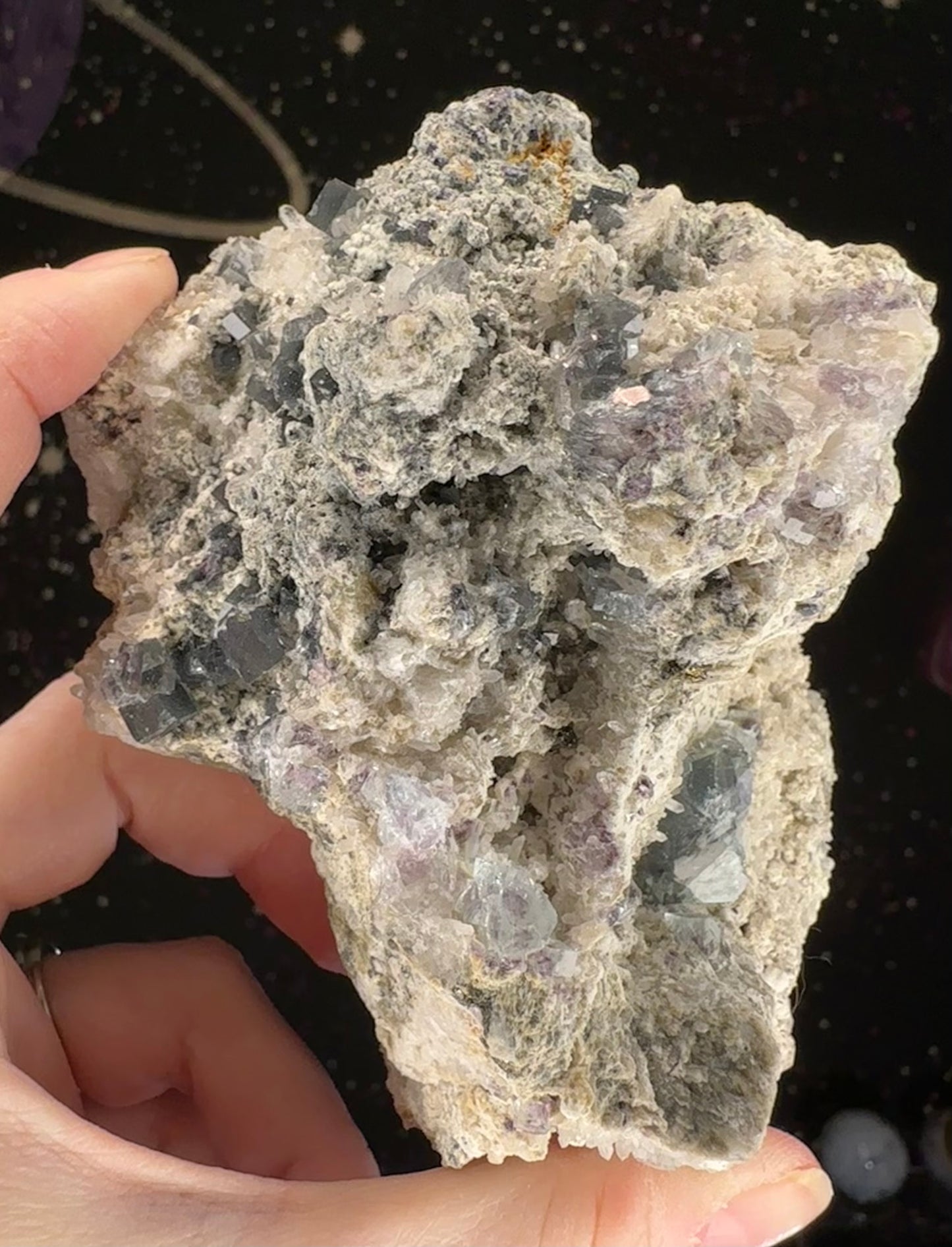 Cubic Fluorite on Needle Quartz