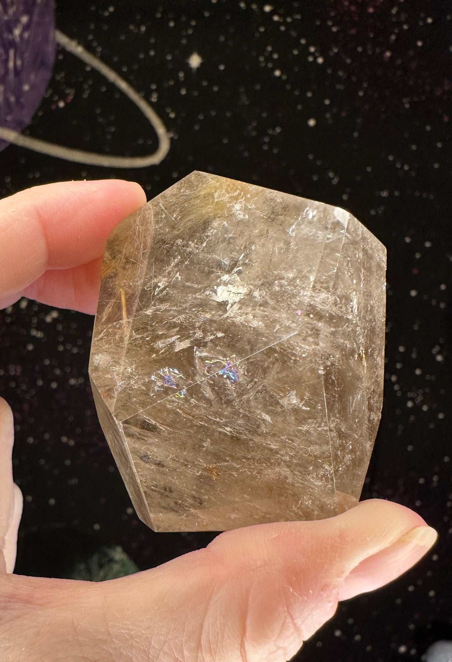 Golden Rutile Freeform w/ Lodolite (Garden Quartz) inclusions